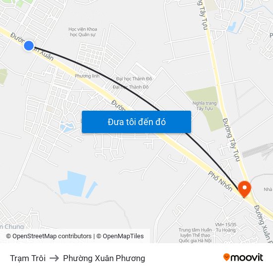 Trạm Trôi to Phường Xuân Phương map