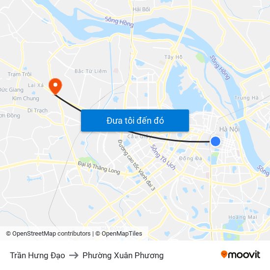 Trần Hưng Đạo to Phường Xuân Phương map