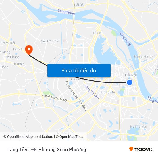 Tràng Tiền to Phường Xuân Phương map