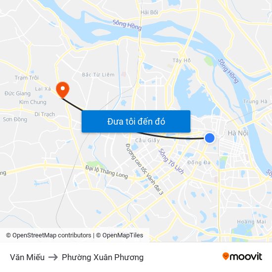 Văn Miếu to Phường Xuân Phương map
