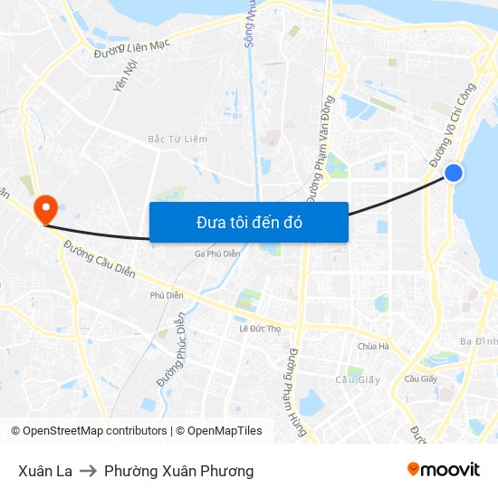 Xuân La to Phường Xuân Phương map