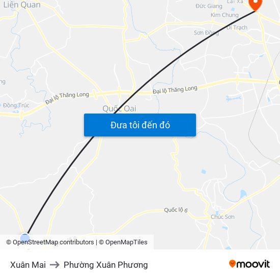 Xuân Mai to Phường Xuân Phương map