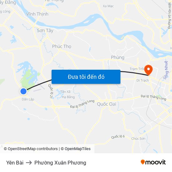 Yên Bài to Phường Xuân Phương map