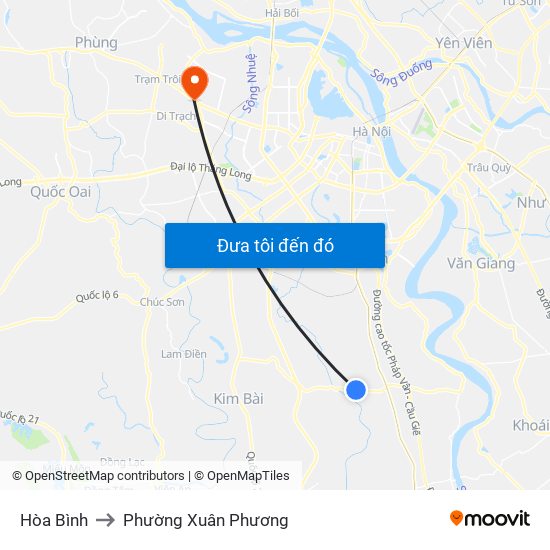 Hòa Bình to Phường Xuân Phương map