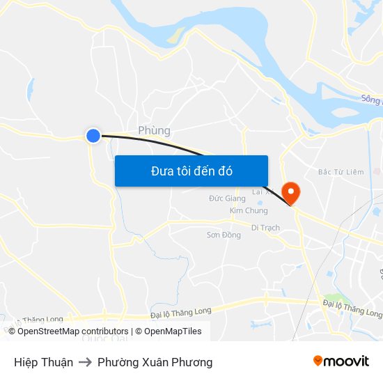 Hiệp Thuận to Phường Xuân Phương map