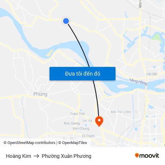 Hoàng Kim to Phường Xuân Phương map