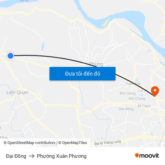 Đại Đồng to Phường Xuân Phương map