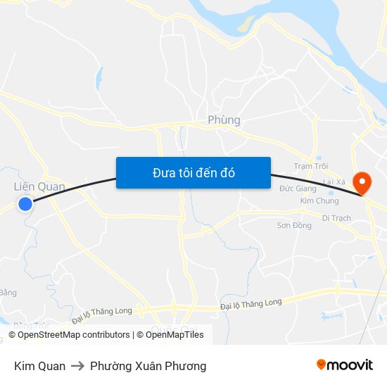 Kim Quan to Phường Xuân Phương map