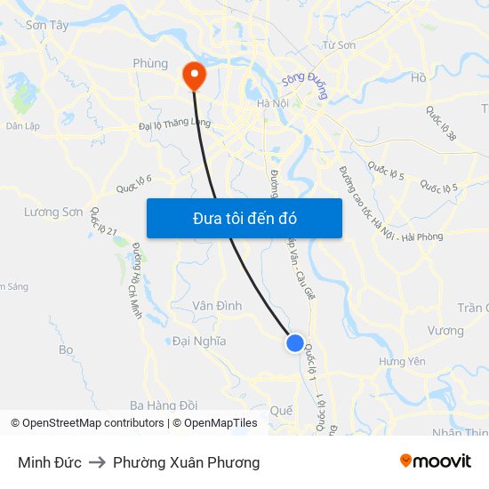 Minh Đức to Phường Xuân Phương map