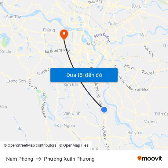 Nam Phong to Phường Xuân Phương map