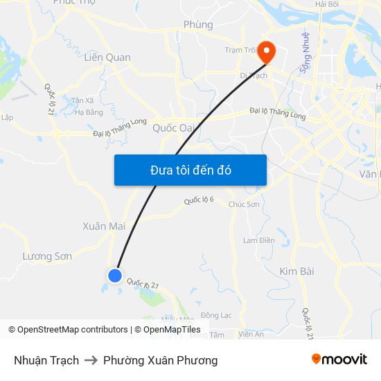 Nhuận Trạch to Phường Xuân Phương map