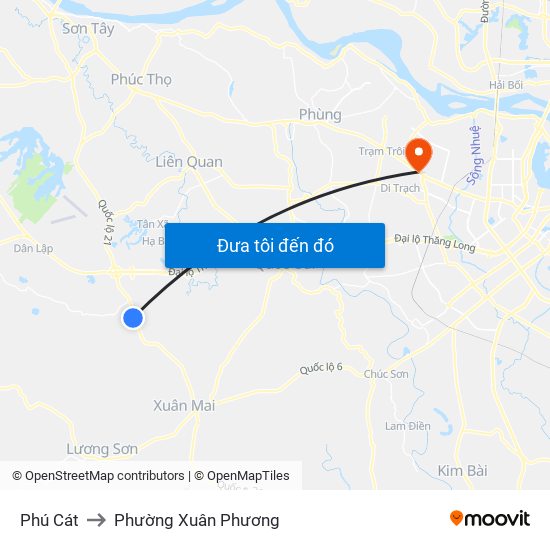 Phú Cát to Phường Xuân Phương map