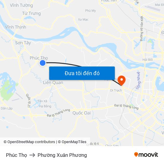 Phúc Thọ to Phường Xuân Phương map