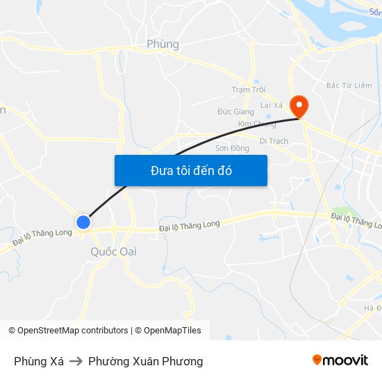 Phùng Xá to Phường Xuân Phương map