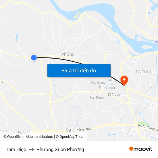 Tam Hiệp to Phường Xuân Phương map