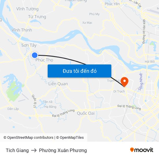 Tích Giang to Phường Xuân Phương map