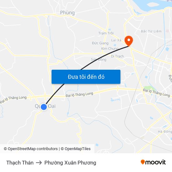 Thạch Thán to Phường Xuân Phương map