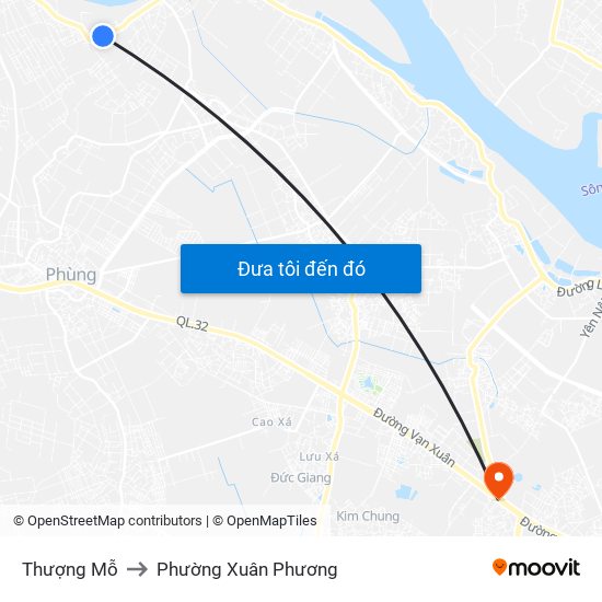 Thượng Mỗ to Phường Xuân Phương map