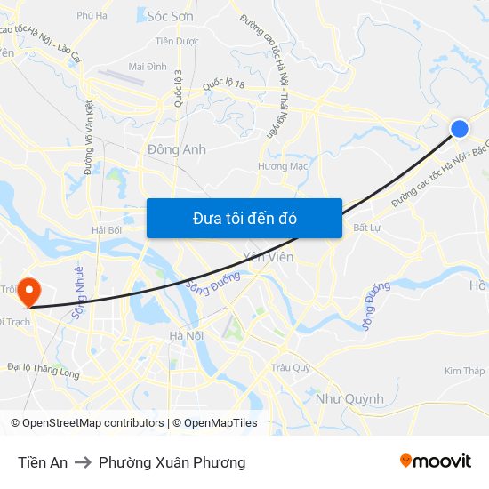 Tiền An to Phường Xuân Phương map