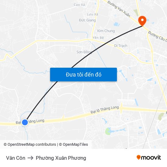 Vân Côn to Phường Xuân Phương map