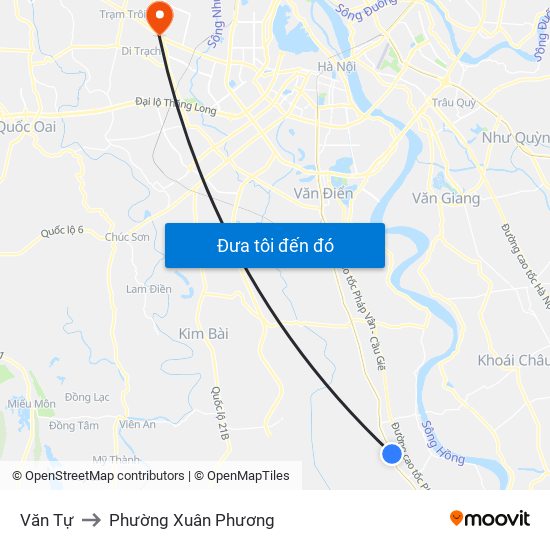 Văn Tự to Phường Xuân Phương map