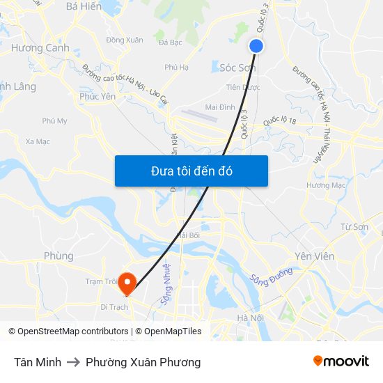 Tân Minh to Phường Xuân Phương map
