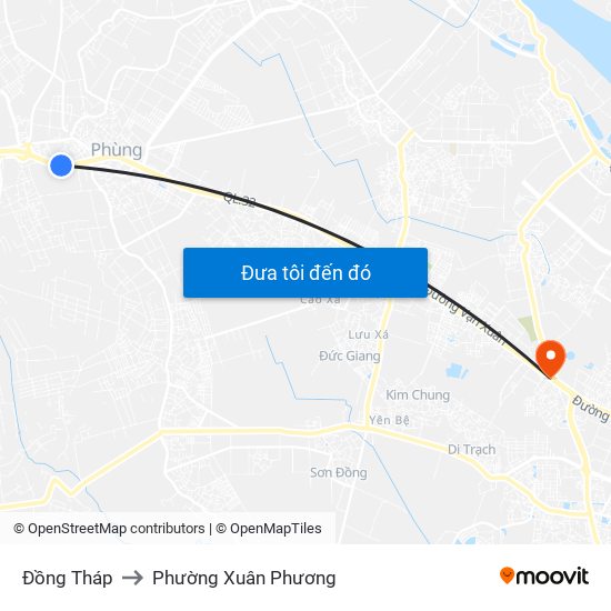 Đồng Tháp to Phường Xuân Phương map