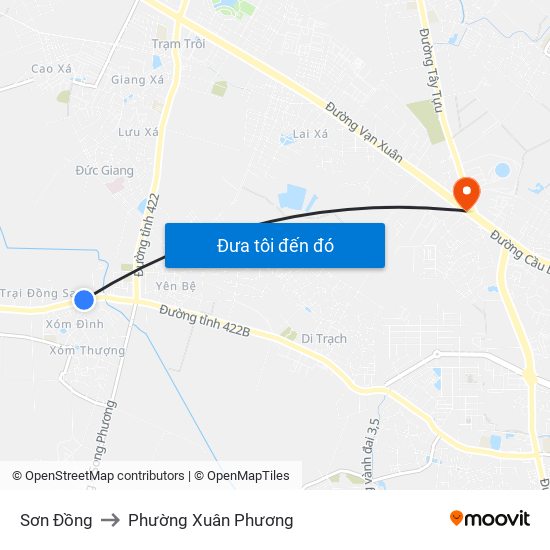 Sơn Đồng to Phường Xuân Phương map