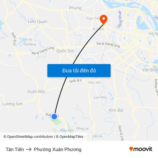 Tân Tiến to Phường Xuân Phương map