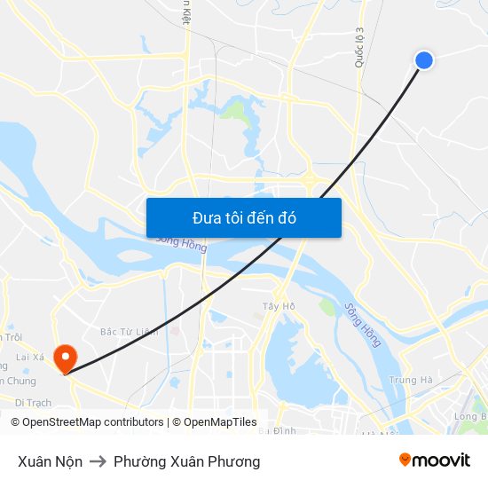 Xuân Nộn to Phường Xuân Phương map