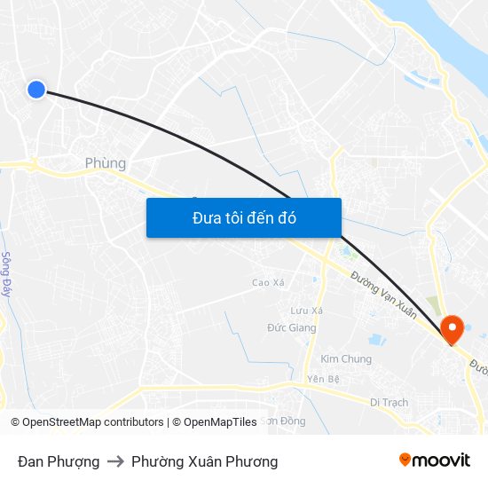 Đan Phượng to Phường Xuân Phương map