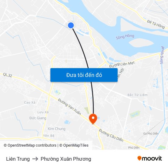 Liên Trung to Phường Xuân Phương map