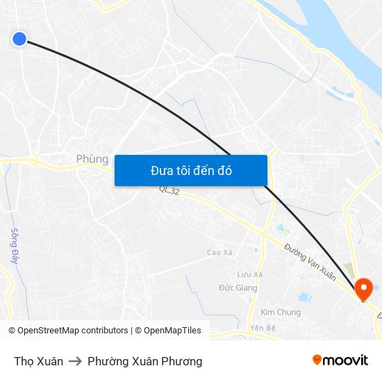 Thọ Xuân to Phường Xuân Phương map