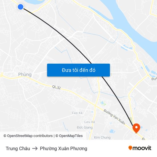 Trung Châu to Phường Xuân Phương map