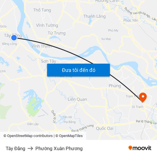 Tây Đằng to Phường Xuân Phương map