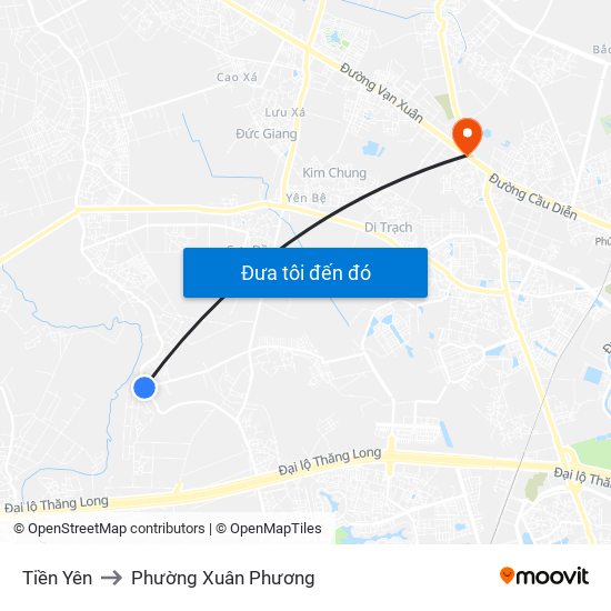 Tiền Yên to Phường Xuân Phương map