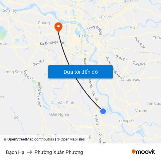 Bạch Hạ to Phường Xuân Phương map