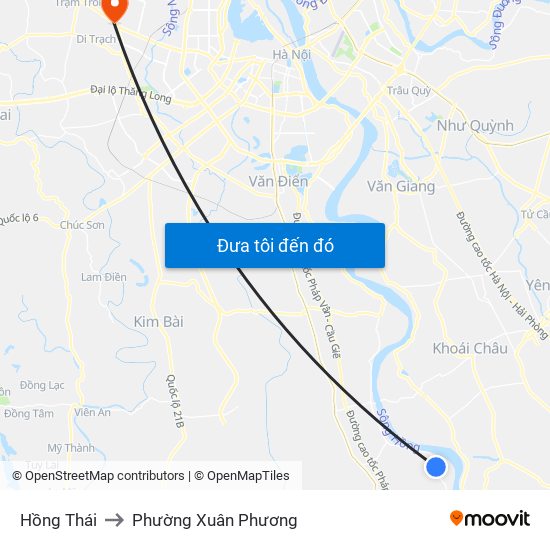 Hồng Thái to Phường Xuân Phương map