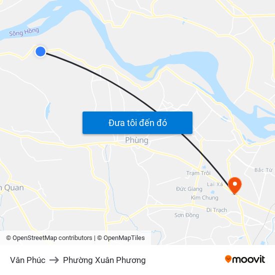 Vân Phúc to Phường Xuân Phương map