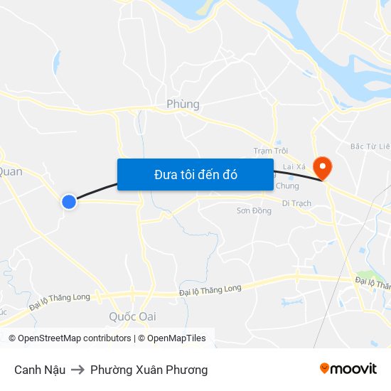 Canh Nậu to Phường Xuân Phương map