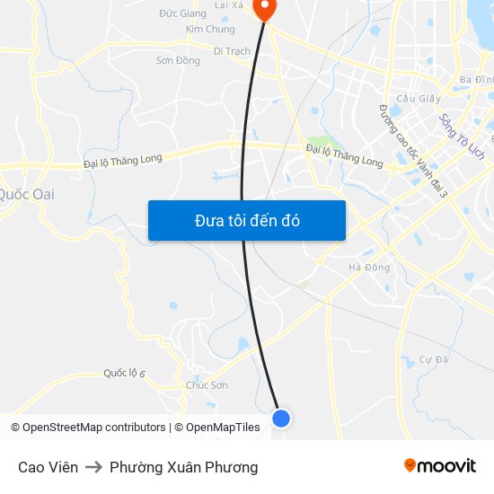 Cao Viên to Phường Xuân Phương map
