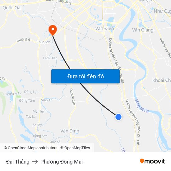 Đại Thắng to Phường Đồng Mai map