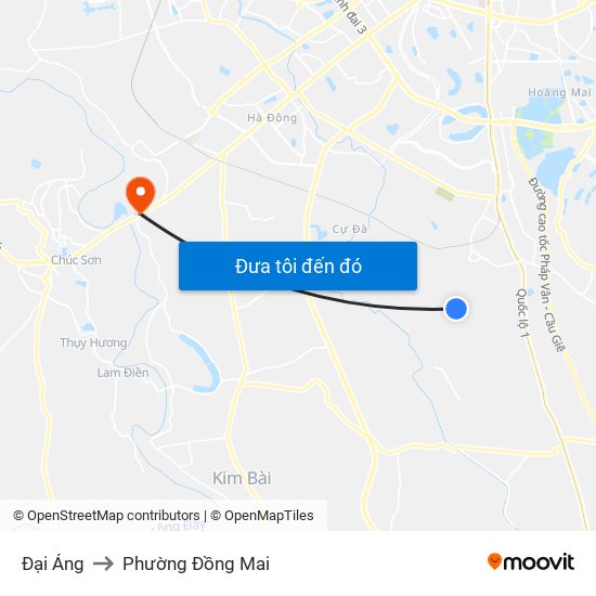 Đại Áng to Phường Đồng Mai map