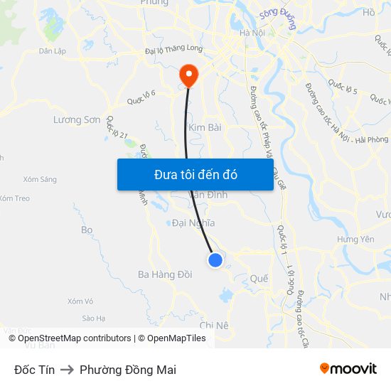 Đốc Tín to Phường Đồng Mai map
