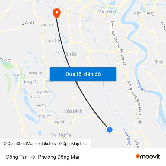 Đồng Tân to Phường Đồng Mai map