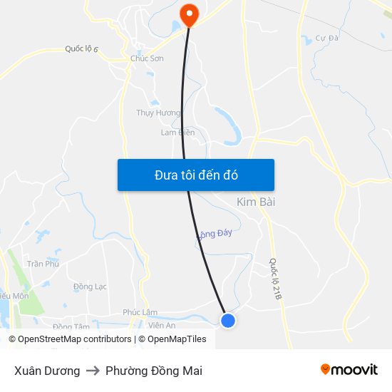 Xuân Dương to Phường Đồng Mai map