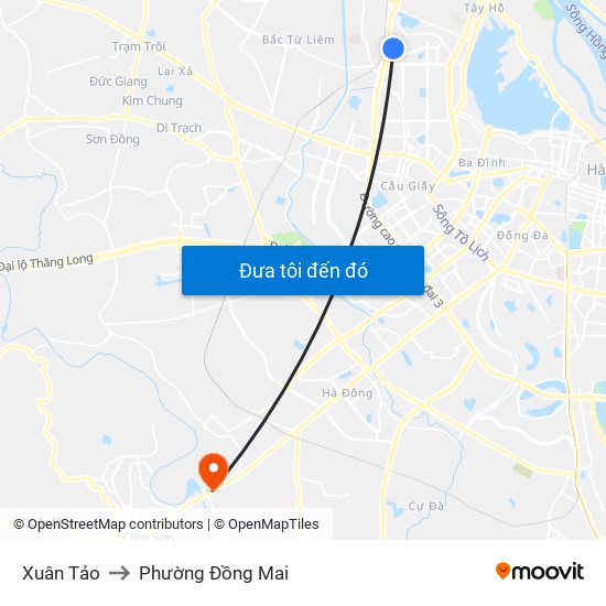 Xuân Tảo to Phường Đồng Mai map