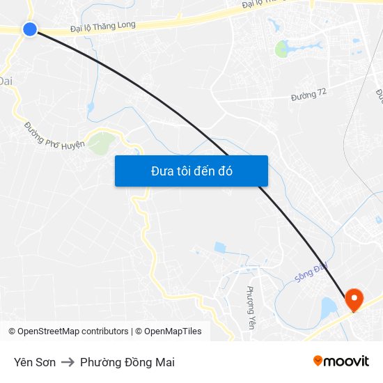 Yên Sơn to Phường Đồng Mai map