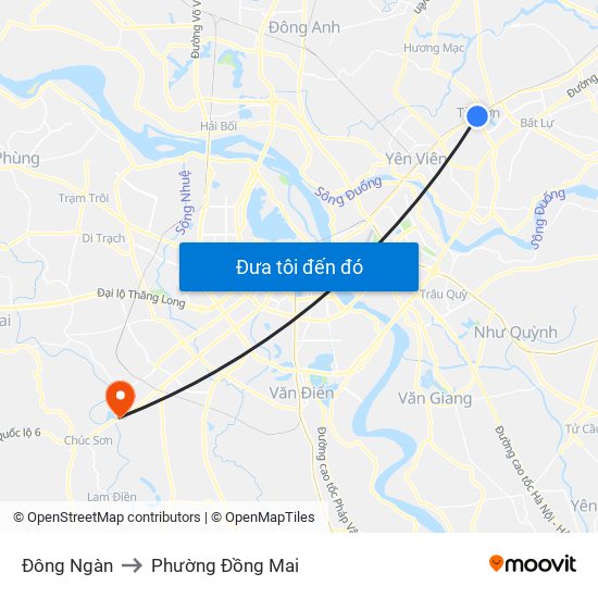 Đông Ngàn to Phường Đồng Mai map