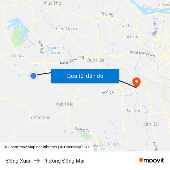 Đông Xuân to Phường Đồng Mai map